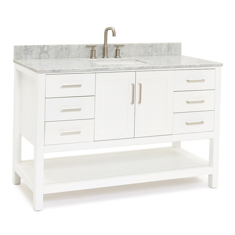 Magnolia Bath Vanity Rectangular Basin S061SCW2R, Rectangular, White, 55"