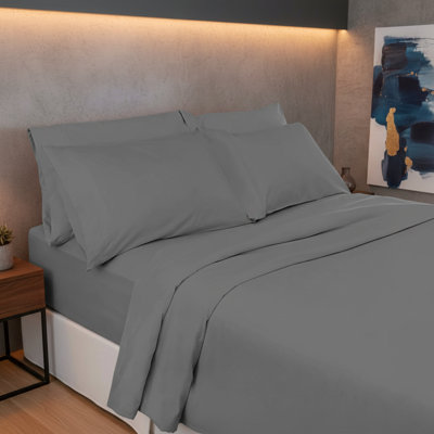 Queen Size 6-Piece Grey Sheet Set With Extra-Deep Pockets For 18-24 Inch Mattresses, Firm And Comfortable Fit
