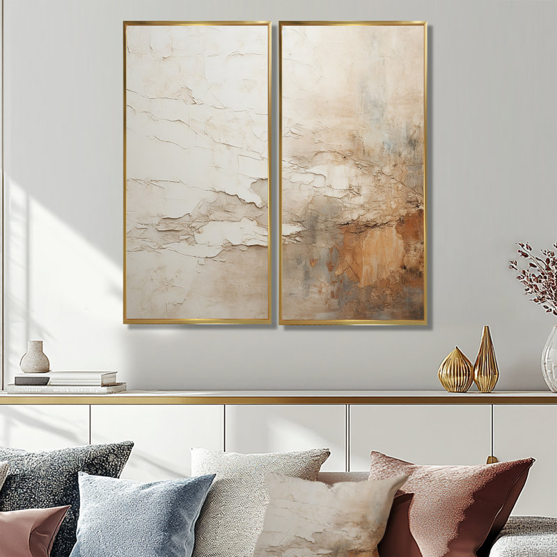 Cylen, art mural sur toile beige, 32" H x 32" W, Floater Framed Print, Gold