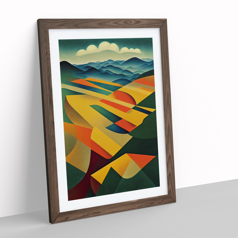 Abstract Landscape Meadow No.4 - Framed Print, 46cm H x 34cm W x 2cm D, Walnut Framed