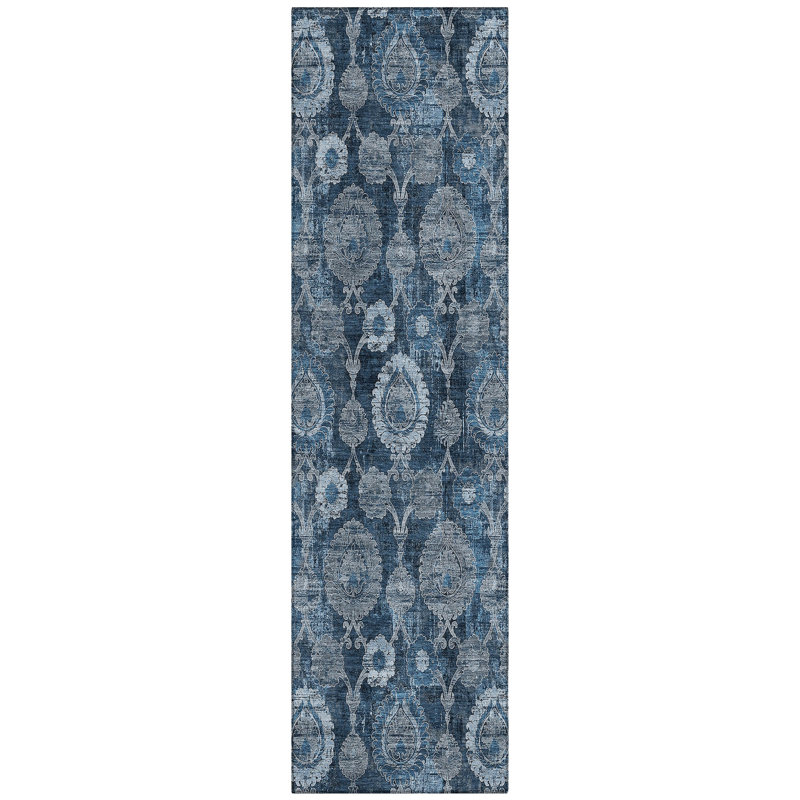 Malchow Washable Damask Indoor / Outdoor Rug, Runner 2'3" x 7'6"