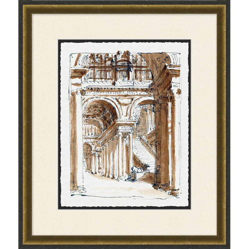 Interior Columns 2 - Peinture à cadre flottant sur papier