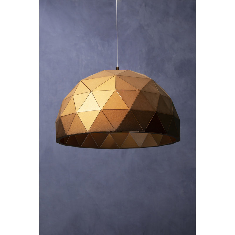 Cosima 1 - Light Single Pendant, Black, 29cm H x 50cm W x 50cm D, Coffee/Gold