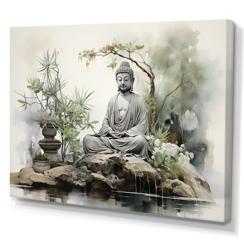 Zen Garden I - Buddhism, reproduction d'art sur toile encadrée, H 34 po x l 44 po x P 1,5 po, Toile tendue