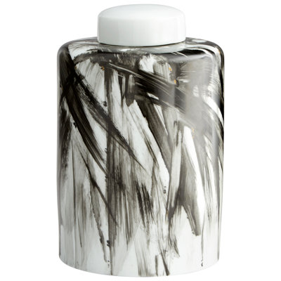 Pot en céramique noir / blanc 15,75 po Pollock