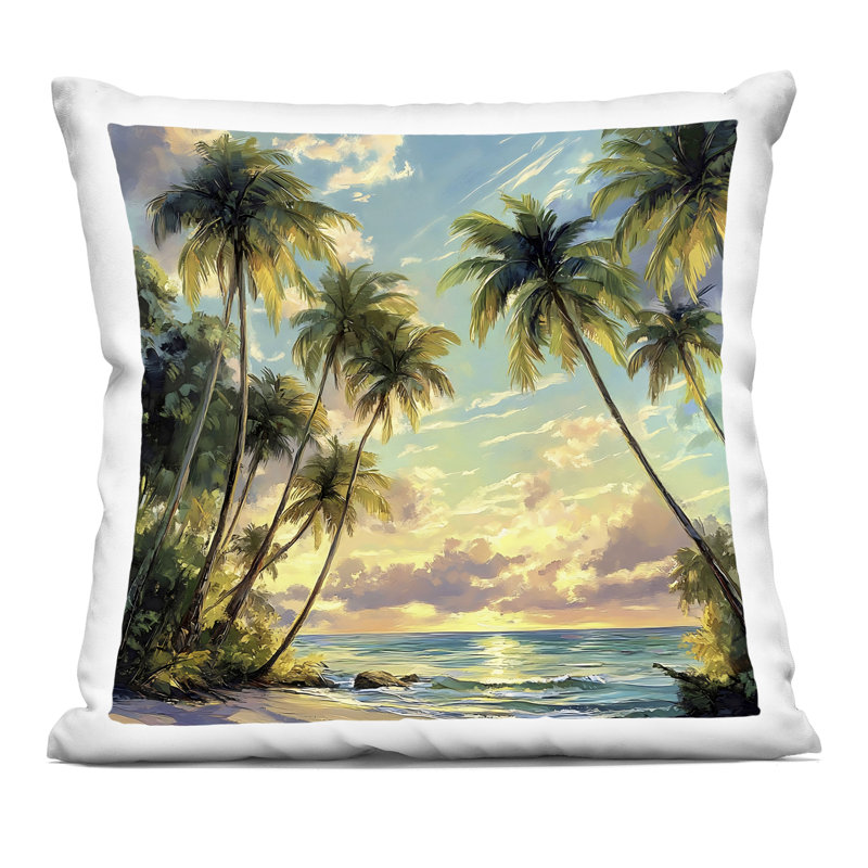 Coussin décoratif Sunset On The Beach Palms, imprimé par LSR Creative Studio