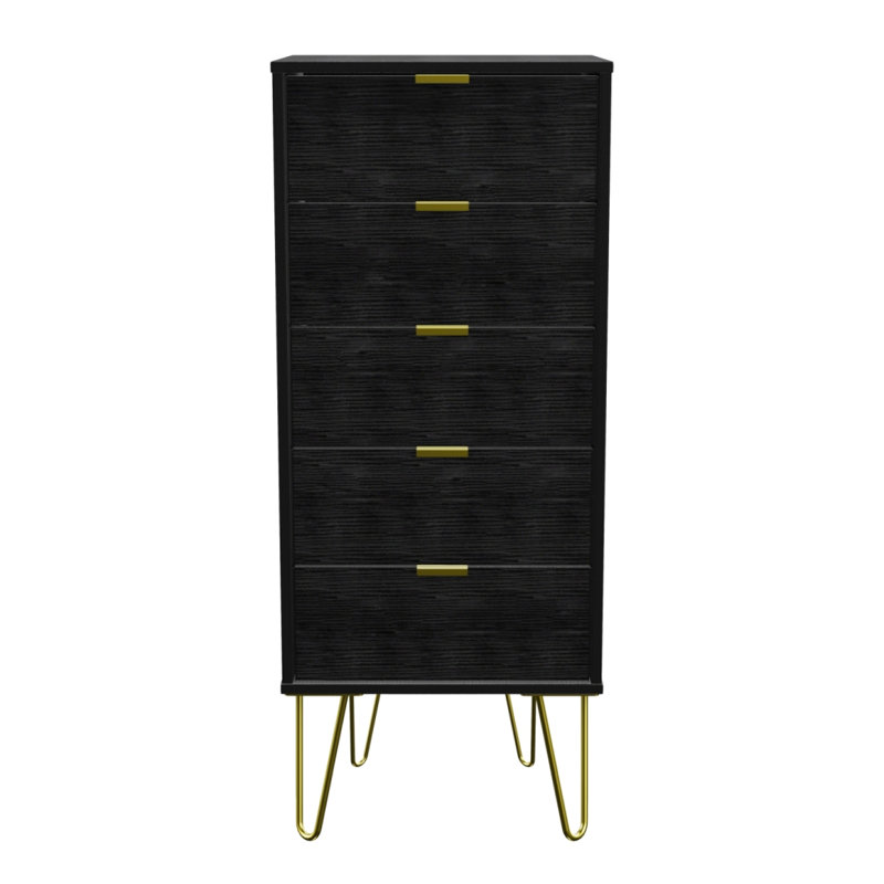 Fully Assembled Suri 5 Drawer 45Cm W, Black Matt