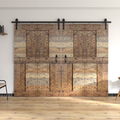 Coast Sequoia 84"H Embossing Bi-Fold Barn Door with Sliding Hardware Kit