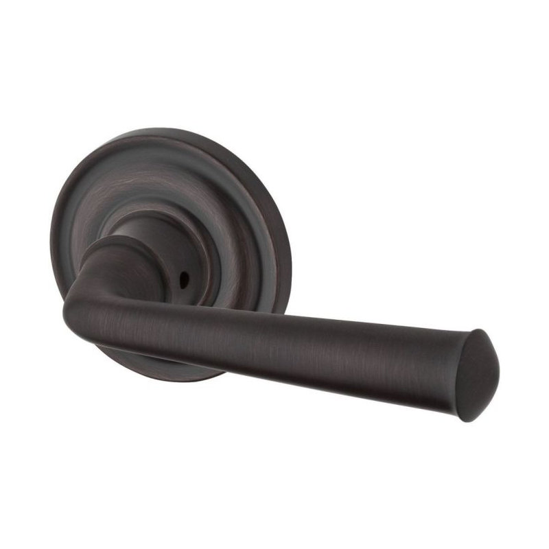 Federal Passage Door Lever with Traditional Round Rose, Venetian Bronze, Right