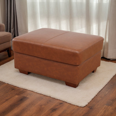 36.3" Genuine Cowhide Leather Ottoman