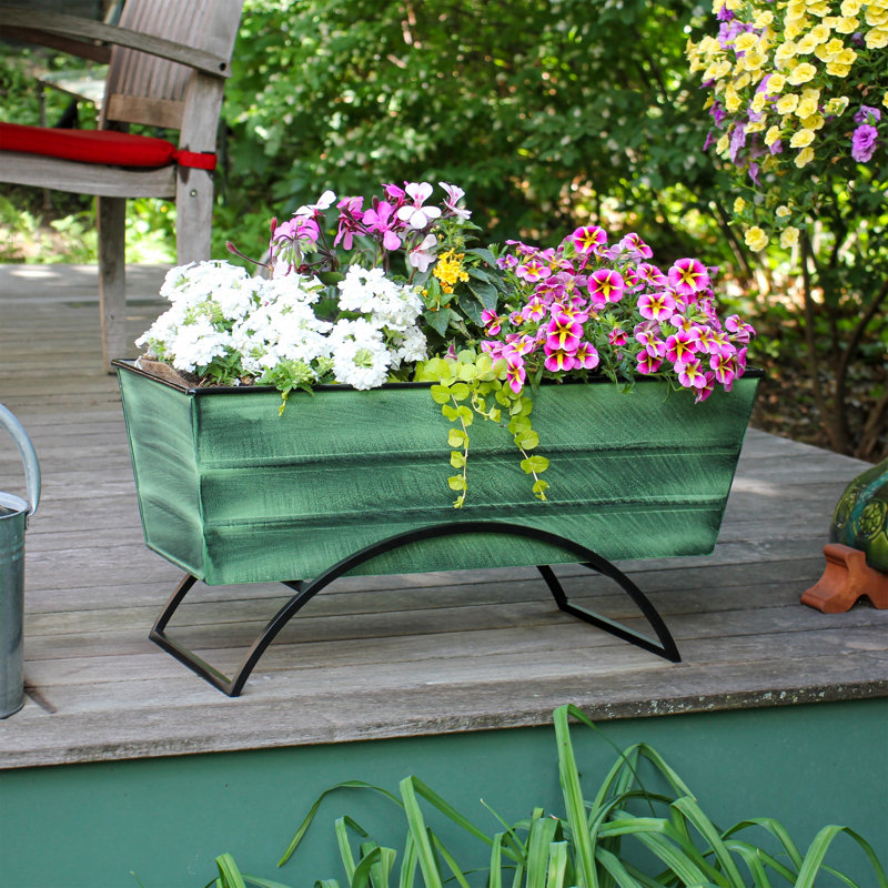 Medium Green Steel Planter Box with Stand