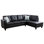 Ensemble de canapé modulaire 3 pièces en similicuir noir avec méridienne et repose-pieds avec rangement