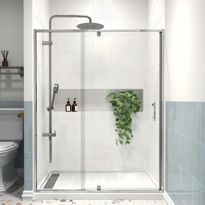56-60 In. W X 71 In. H Framed Pivot Shower Door With 1/4 In. (6Mm) Tempered Clear Glass