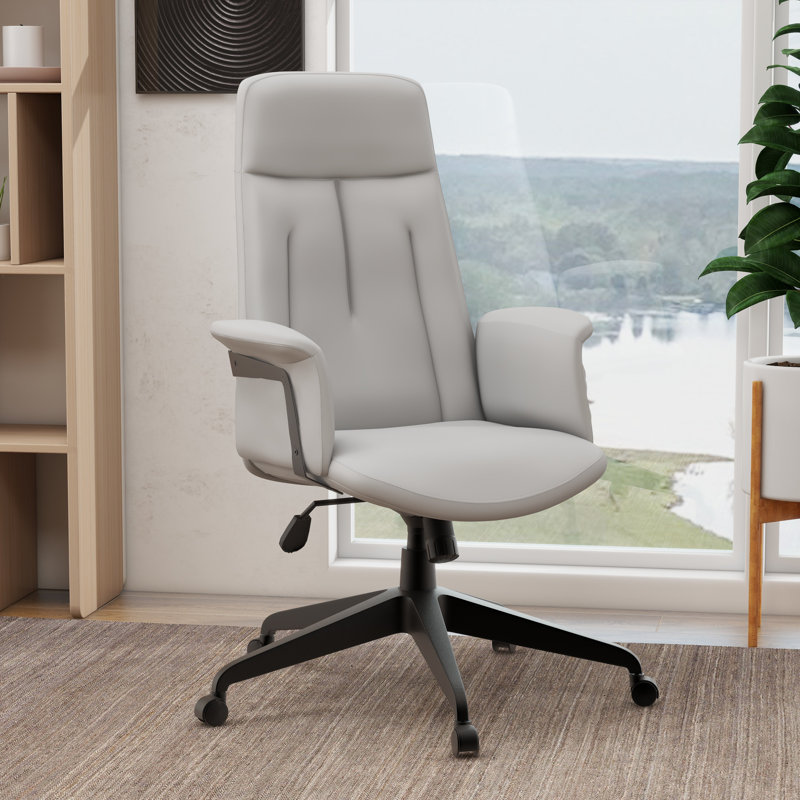Fauteuil de bureau en cuir Philander, Blanc