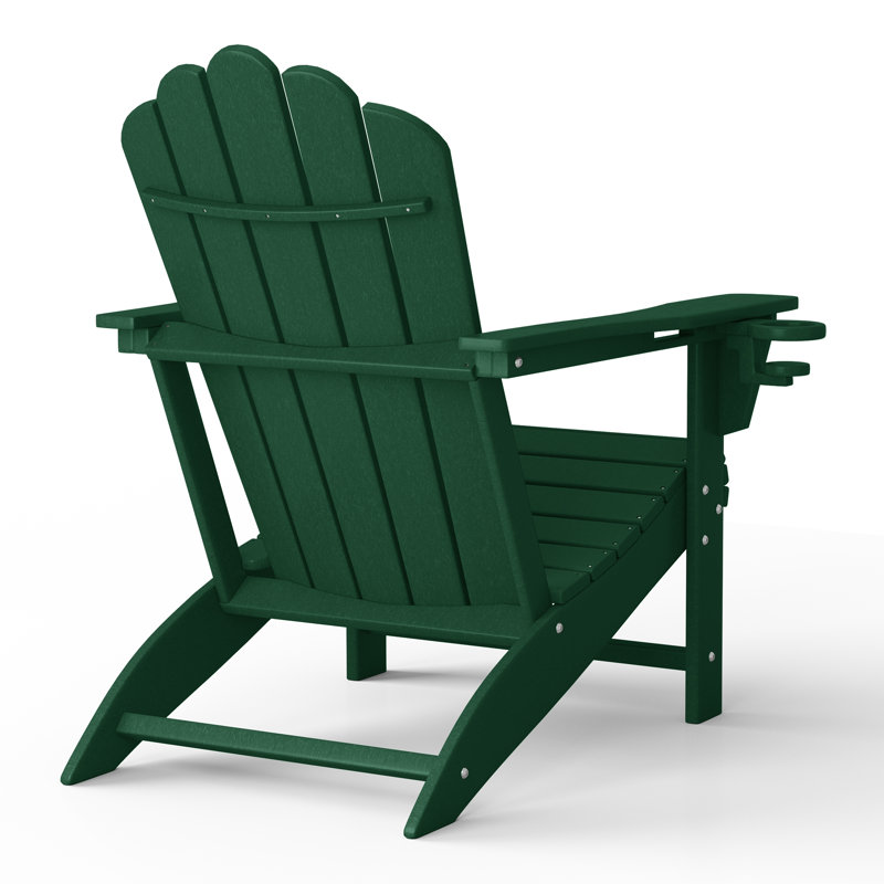Chaise Adirondack en poly PEHD avec porte-gobelet Lucus, Vert foncé