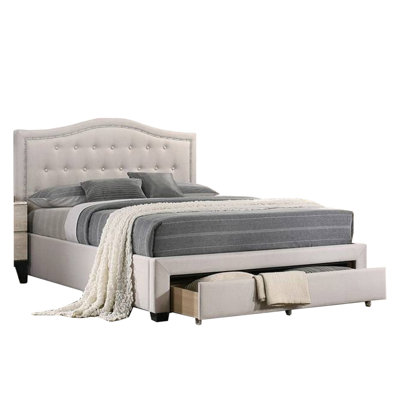 Lit plateforme tapissier avec rangement Rodeen