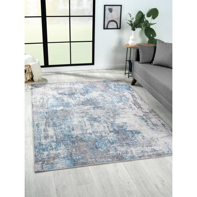 Washable Savana blue/grey Rug