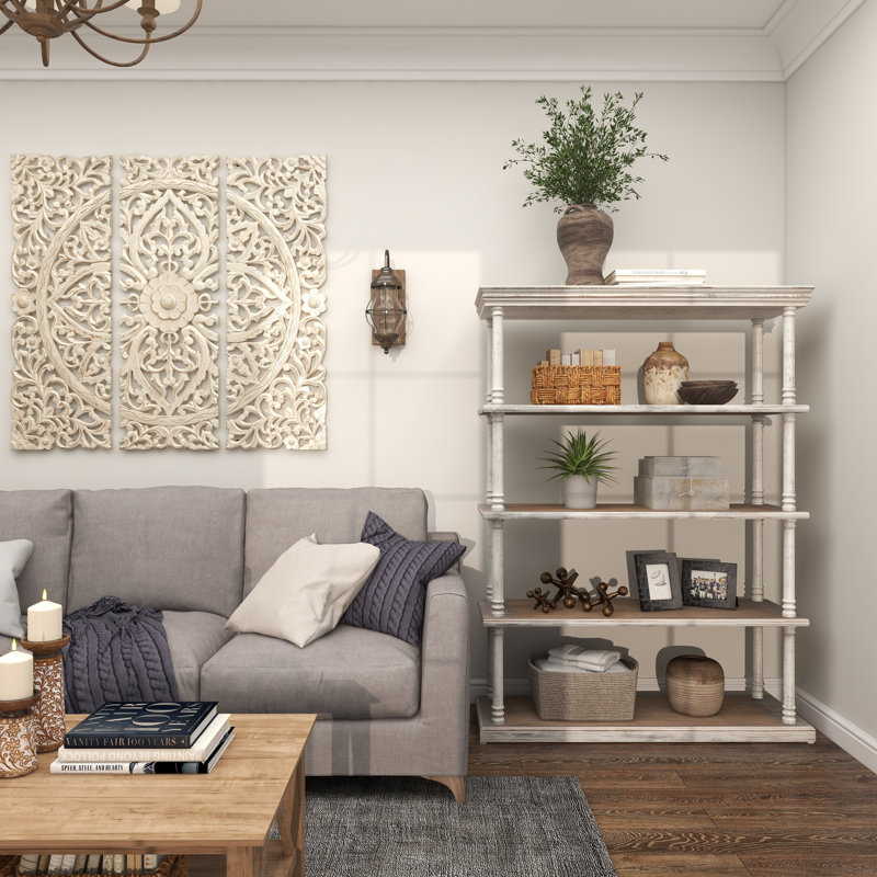 Étagère de rangement en bois brun à 5 tablettes