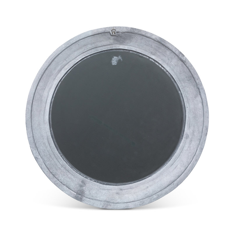 Hammered Round Pewter Mirror, 23.75" x 23.75"