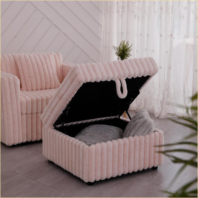 Sofas 44.9'' Modular Sofa with Storage &amp; Washable Cushions | Light Pink | L-Shape | Bedroom/Living Room