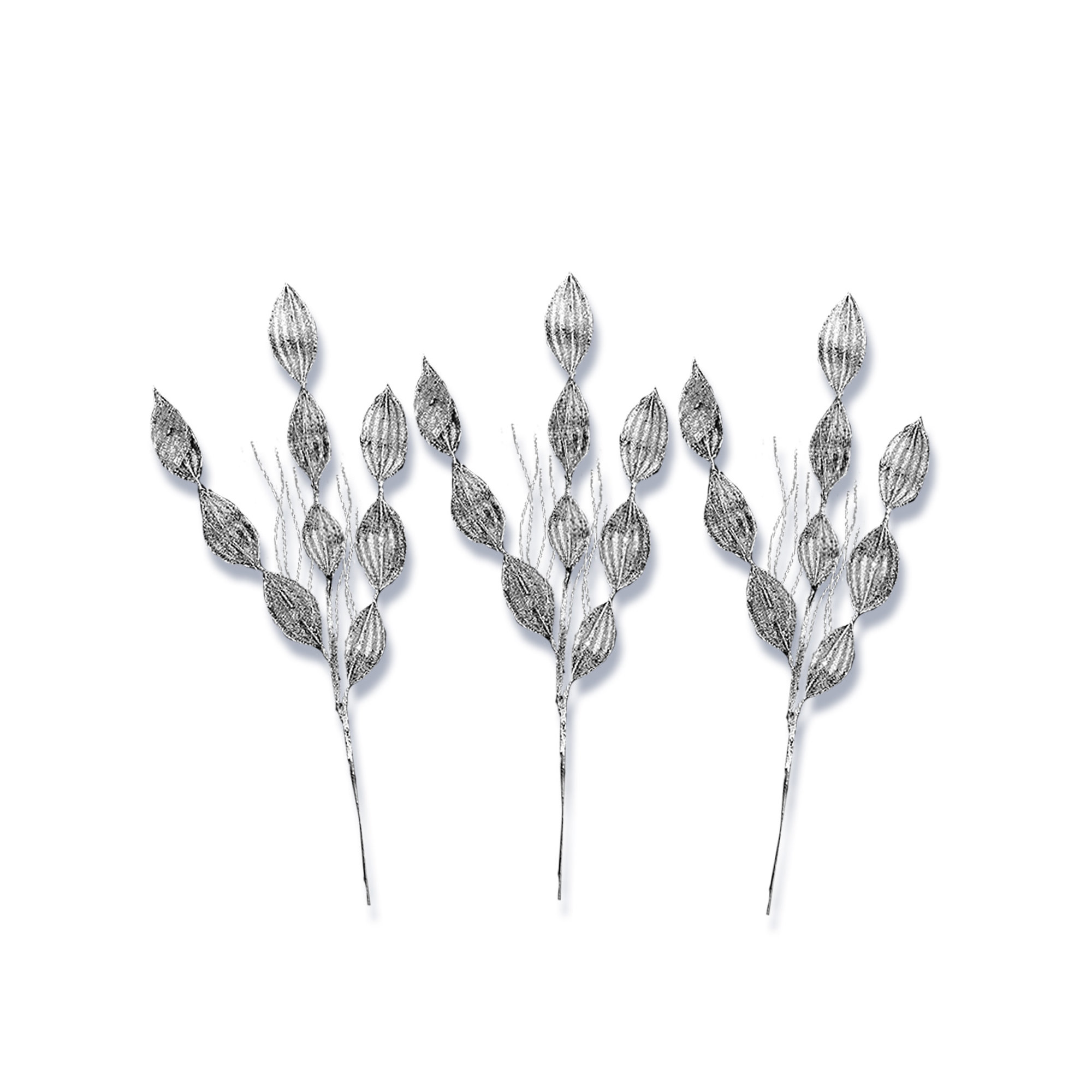 32" Leafy Glitter Picks, Silver