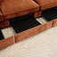 Fabriqué en chenille orange, avec des bords de coussin d'accoudoir enveloppés et un espace de rangement de siège avec des coussins, un repose-pieds caché -