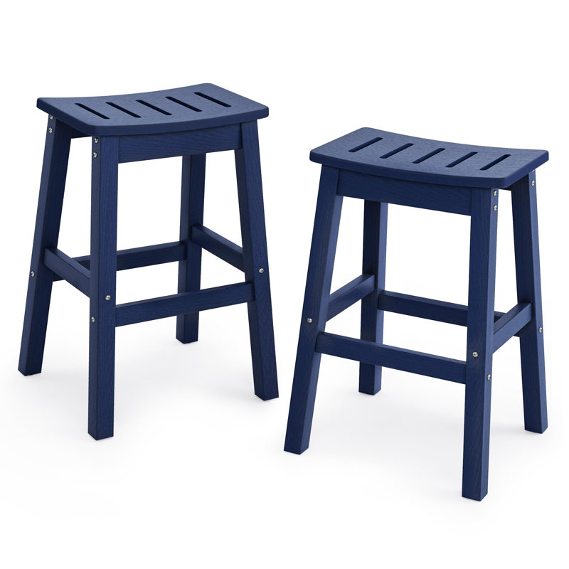 Outdoor Bar Stools Set Of 2, Navy