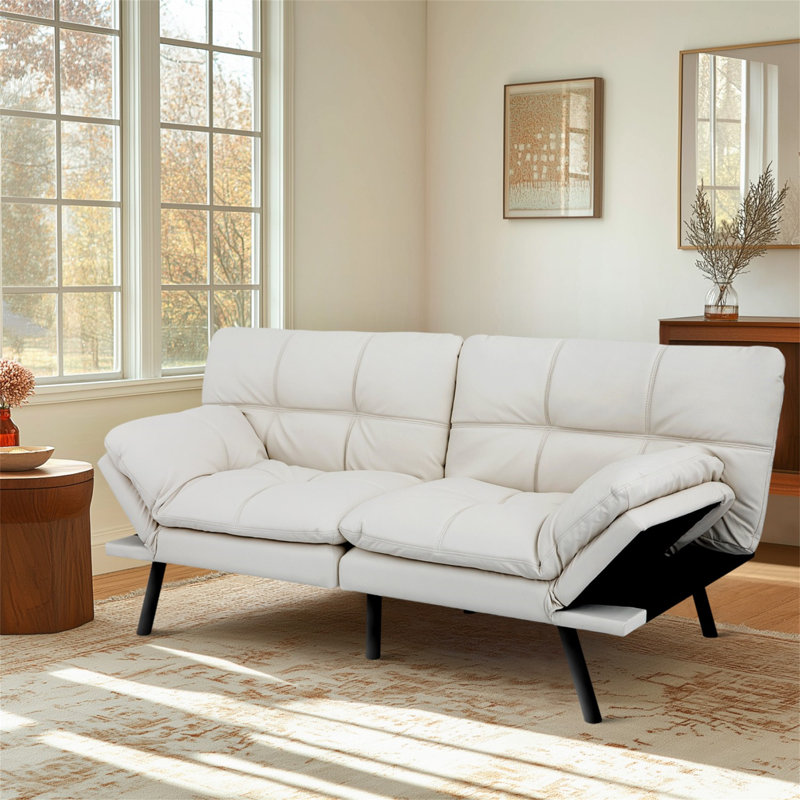 Canapé-lit futon convertible 71 po, Blanc