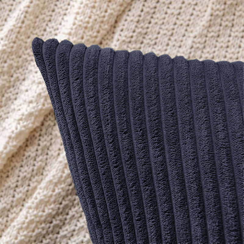 Striped Square Euro Cushion Cover, Navy