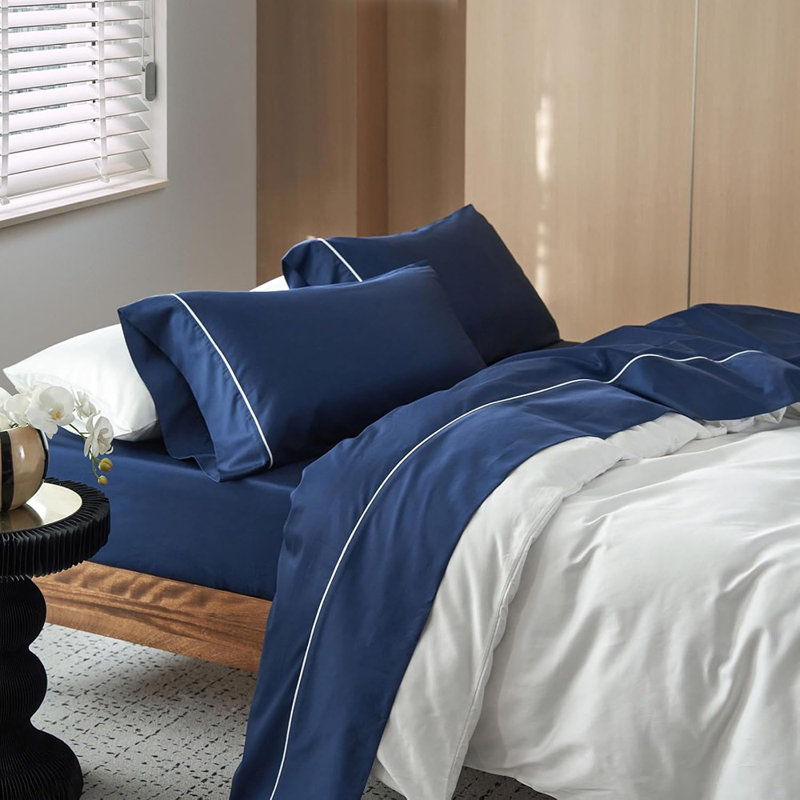 Ensemble de draps 100% coton à longues fibres de coton tissé 600Tc