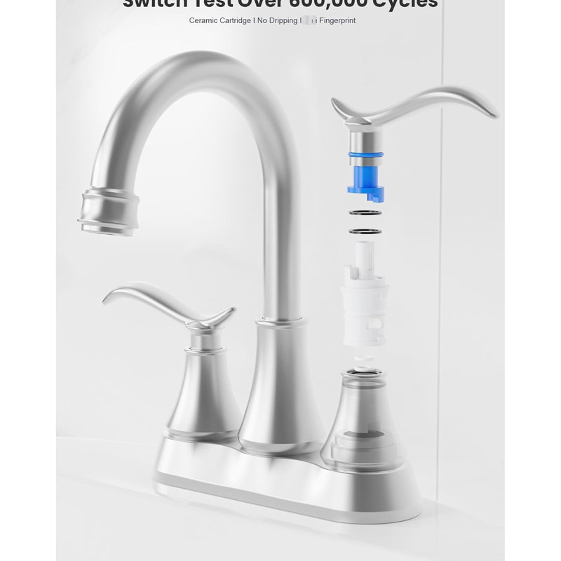 Robinet de salle de bain moderne 2 avec pivot à 360 degrés, 4 pouces, or brossé, bonde escamotable, facile à installer, plomb, zéro