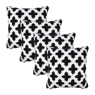 Black / White Geometric Shapes Cotton Blend Throw Pillow Cover Set