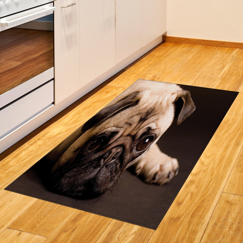 Pug High Density Long Fiber Poly Threads Decorative Area Rug Carpet, Rectangle 2'7" x 5'