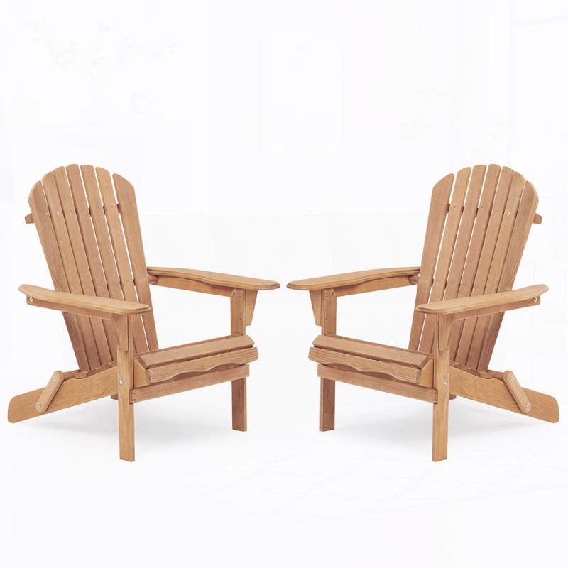 Wooden Outdoor Adirondack Chair(Set of 2), Light Brown