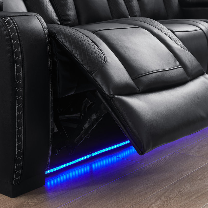 Fauteuil inclinable électrique de 38,5 po en cuir respirant avec accoudoirs carrés avec accoudoirs de rangement et appui-tête électrique
