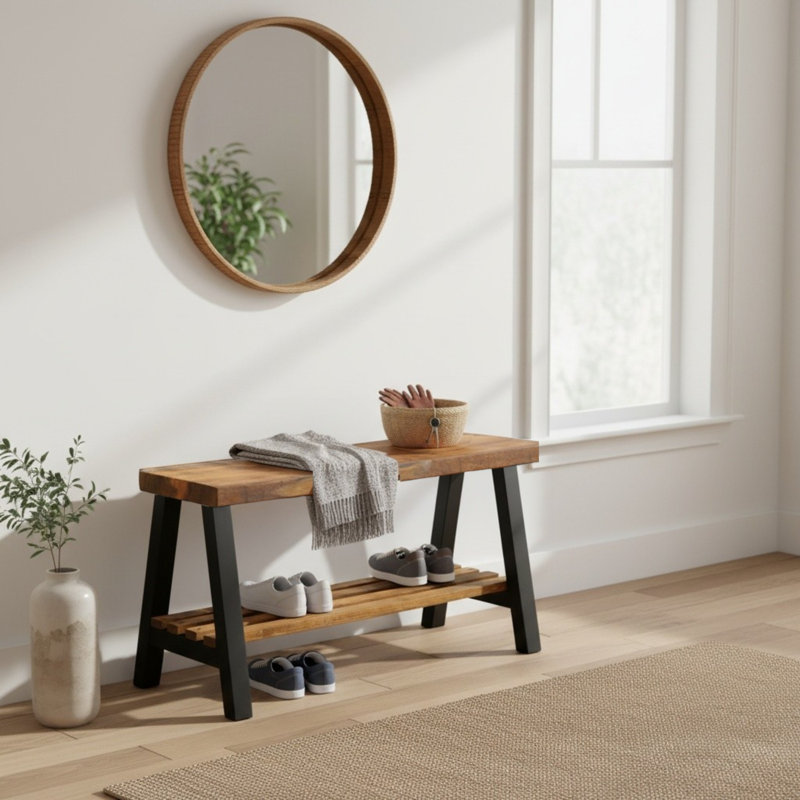 Banc de rangement Daigo, Brun clair / noir