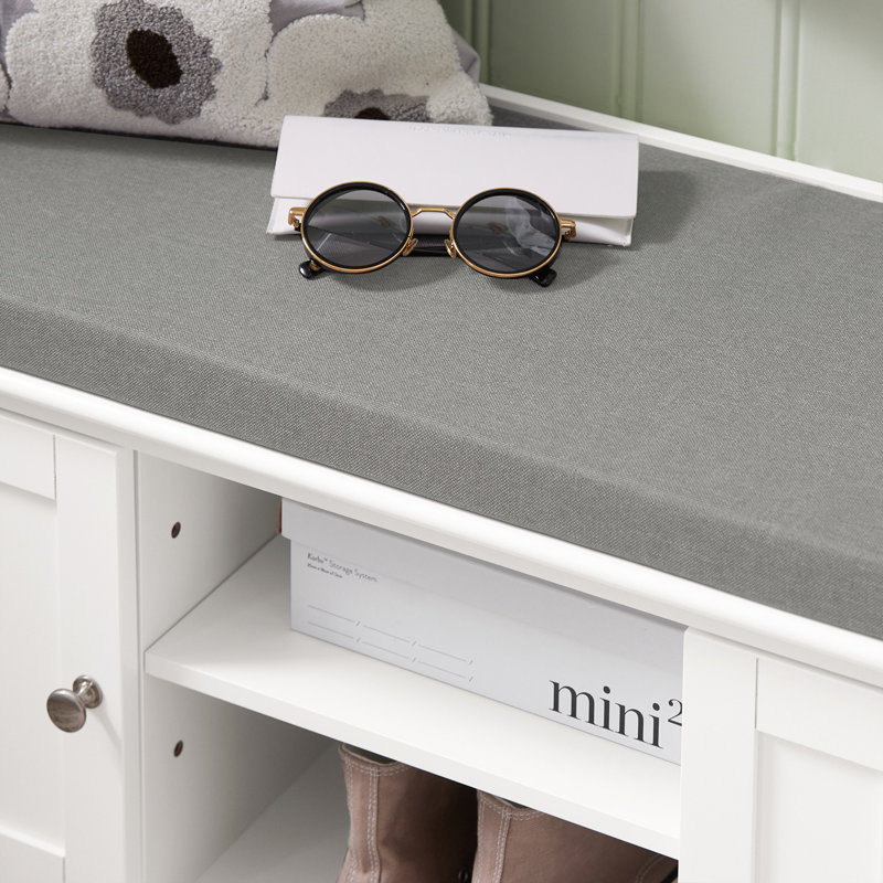 Banc de rangement avec 2 portes de grange et banc rembourré avec rangement pour chaussures dans le vestibule, l 41,3 po x P 13,8 po x H 16,9 po