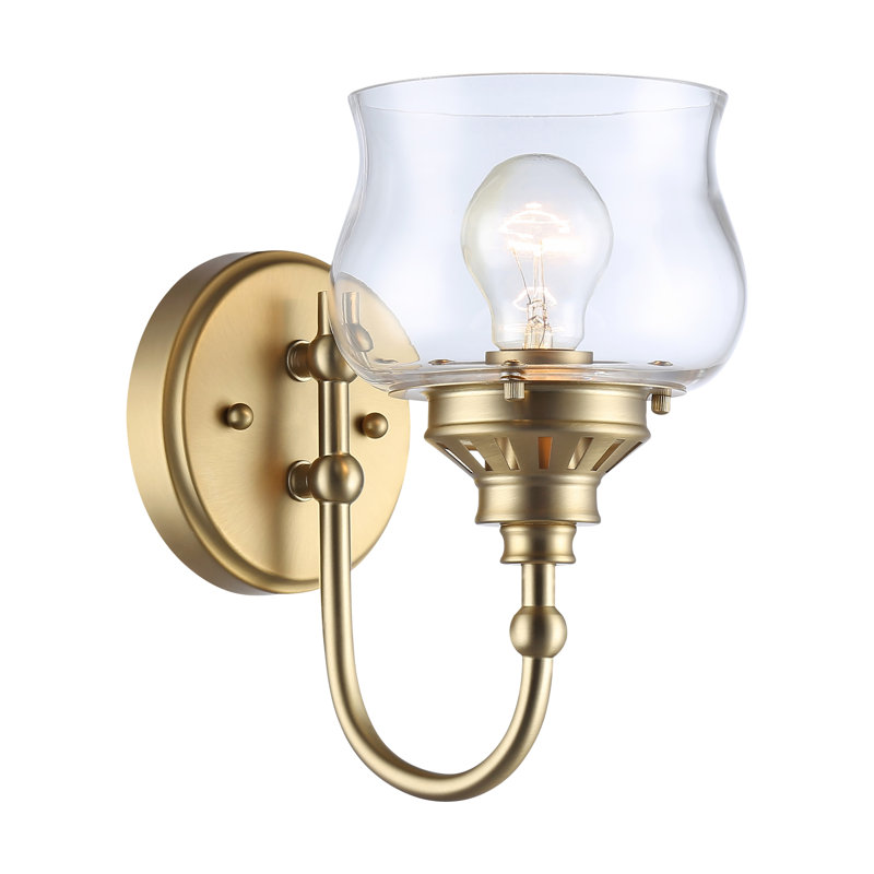 Applique murale 1 lumière avec verre transparent Marcita, Bronze champagne brossé