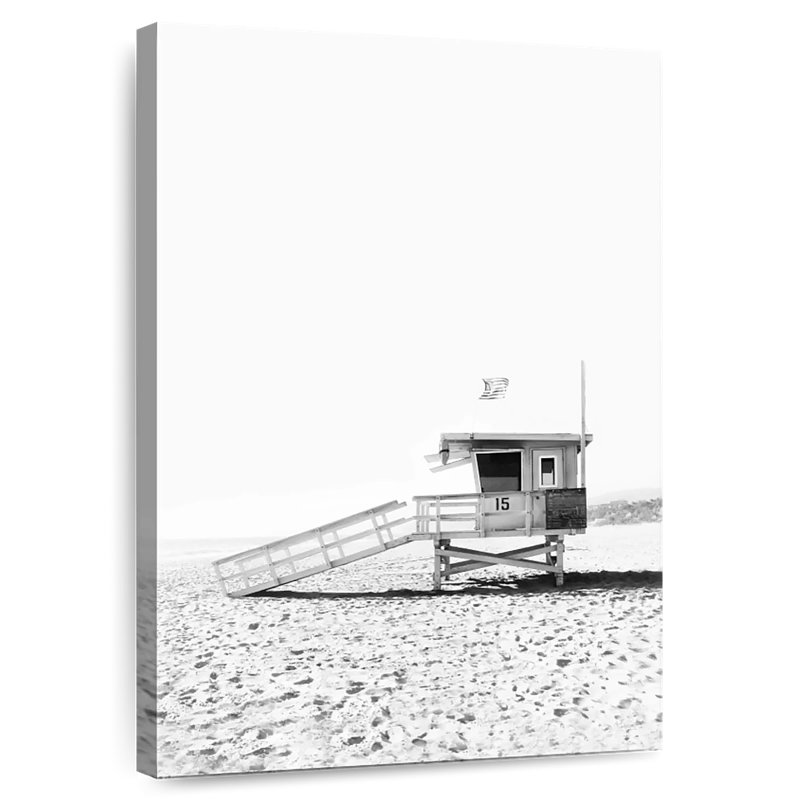 Cabane de sauveteur en noir et blanc, H 30 po x l 20 po