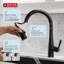 Robinet de cuisine noir Essa avec douchette extractible, robinet de cuisine moderne monotrou, poignée simple, noir mat-15361221