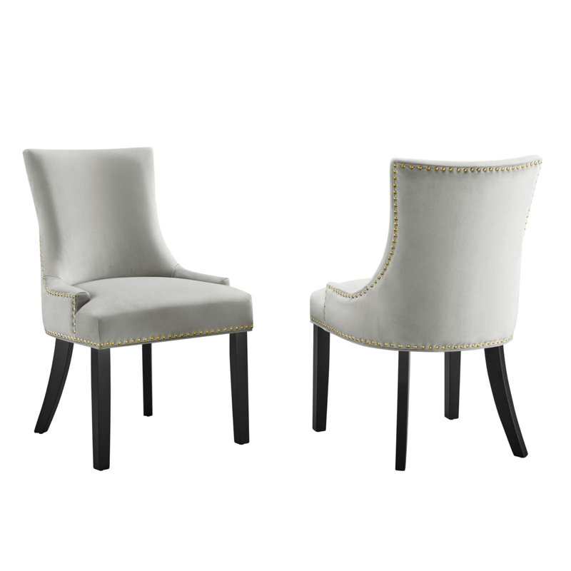 Modway Marquis Performance Velvet Dining Chairs, Light Gray