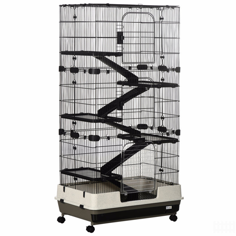 Small Animal Cage With Wheels, Portable Bunny Cage 6-Tier, 59.5" H x 31.5" W x 20.75" D
