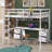 Full-Size Loft Bed Set, Comprising Desk, Cabinets, Drawers, Bedside Tray, And Power Charging Port