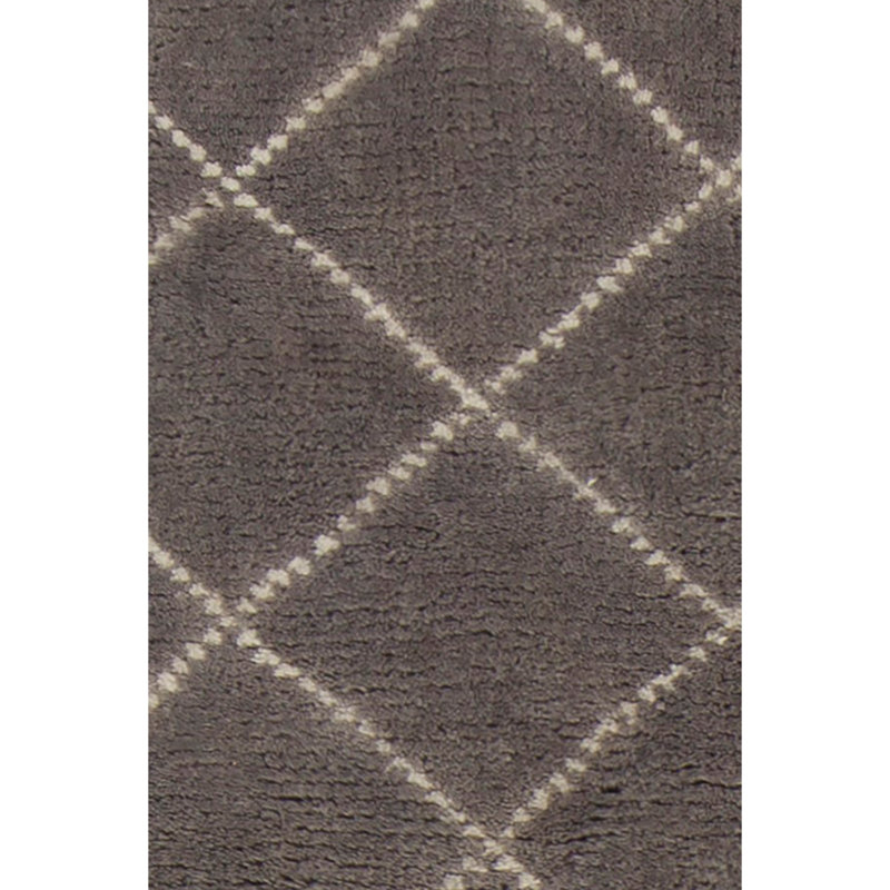 Gaia Hand Knotted Wool Geometric Area Rug in Charcoal/White, Rectangle 7'9" x 10'6"