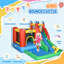Outsunny Kids Bouncy Castle w/ Slide Water Pool Climbing Wall & Trampoline