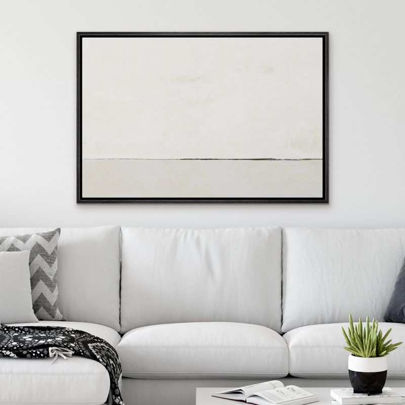 «Contemporary Simple & Minimal Neutral Modern Artwork», art mural encadré sur toile, H 24 po x l 36 po x P 1,5 po, Cadre noir