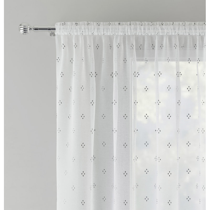 Aeryk Sheer Curtain Pair, 140cm Width x 122cm Drop, Silver