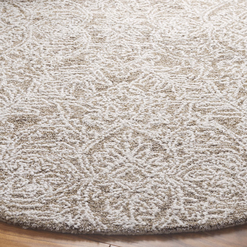 Mirrum Hand Tufted Performance Damask Rug, Round 6'