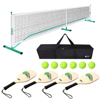 GSE Pickleball Complete Set with Pickleball Net, 4 Pickleball Paddles, 6 Pickleball Balls & Carrying Bag