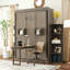 Lit escamotable rotatif avec armoire murale cachée, 2 tablettes latérales à 3 niveaux, bureau convertible, lit mural multifonctionnel peu encombrant-1971664274